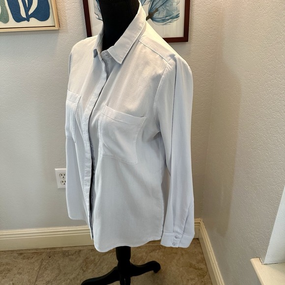 SIDE STITCH Shirt Womens XXS Button Up Long Sleeve Woven Light Blue - Picture 2 of 9